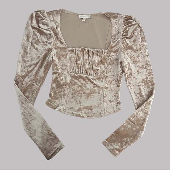 Flying Tomato Beige Champagne Crushed Velvet Top - Picture 4 of 9